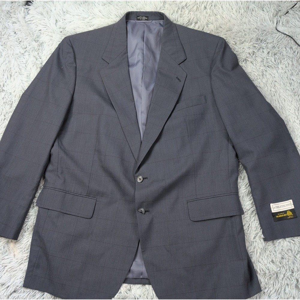Vintage Foreman & Clark Jacket Mens 48 R Wool Suit Coat Button Up Athletic Fit